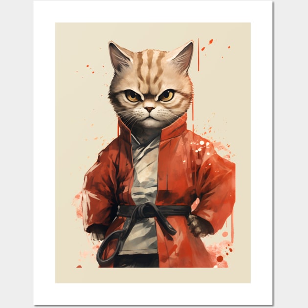 Cat Martial Arts Fighter Wall Art by ArtisticCorner